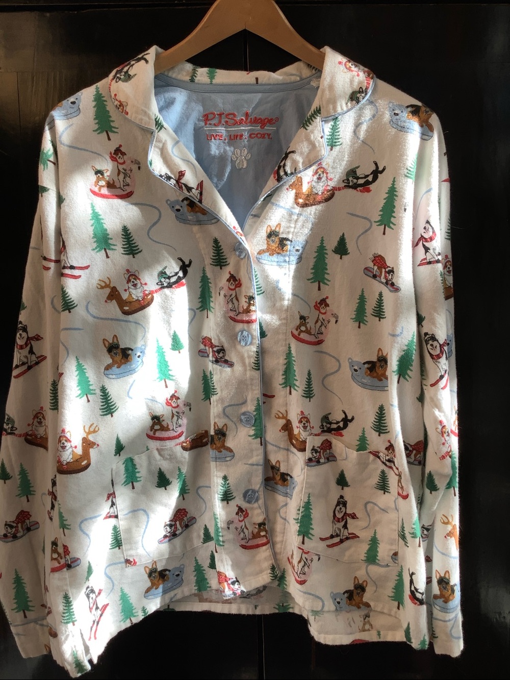 PJ Salvage Pajama Top Winter Dogs XL
